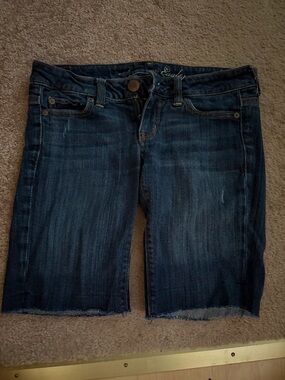 American Eagle Outfitters Dark Blue Stretch Denim Shorts